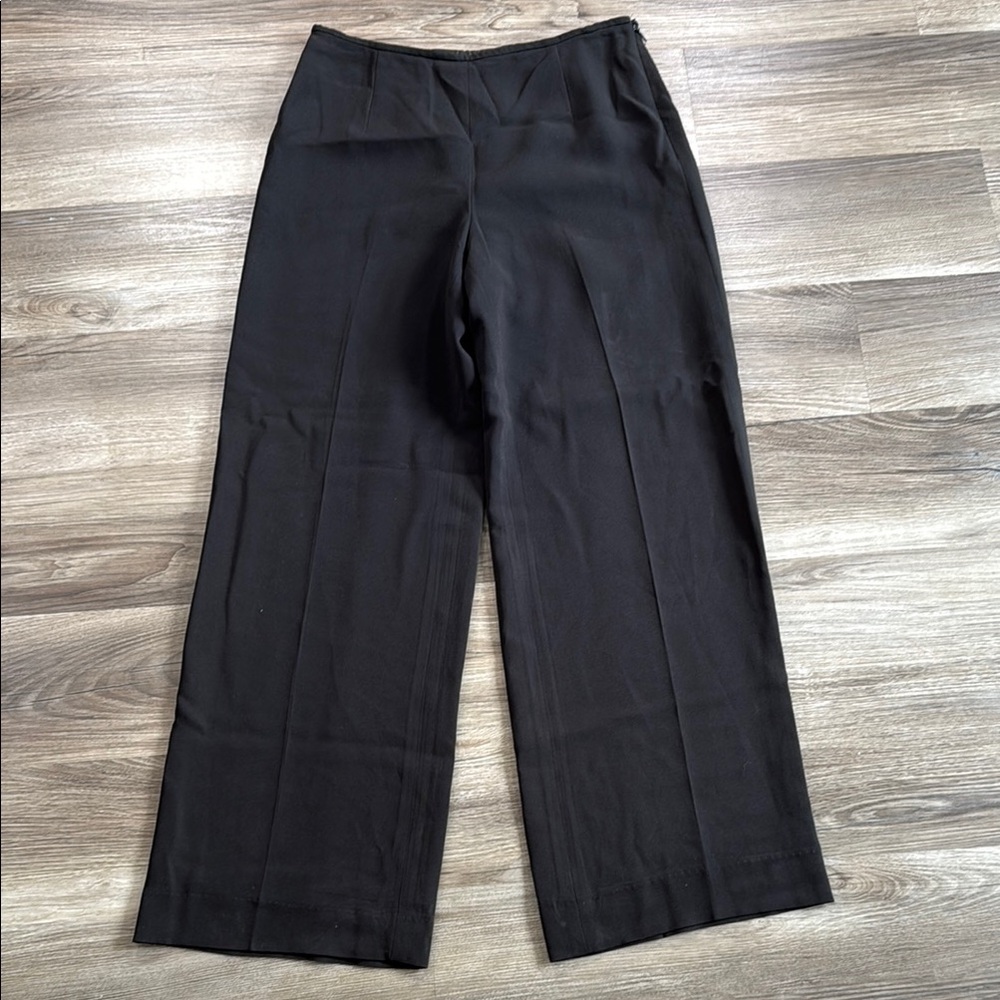 Talbots Women's Size 4 Trousers Black Triacetate Blend Lined Flowy Resortwear